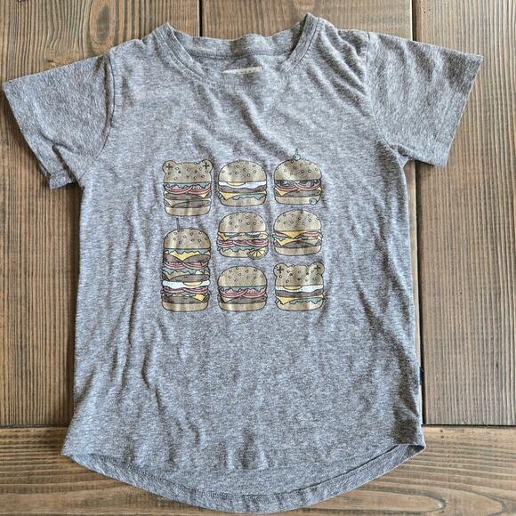 Hux Baby Kids T Shirt 8 Heathered Gray Cheeseburger Graphic Soft Thin Unisex Tee - Picture 7 of 7